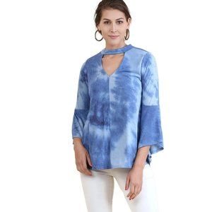 Umgee  nwt  Tie Dye Bell Sleeve Bohemian Top, Blue